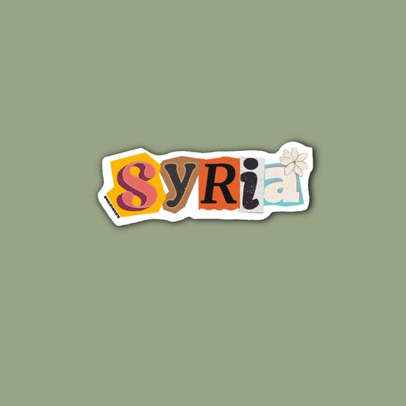 Syria Magazine Letters Sticker, Syria Sticker, Phone Case Sticker, Laptop Sticker