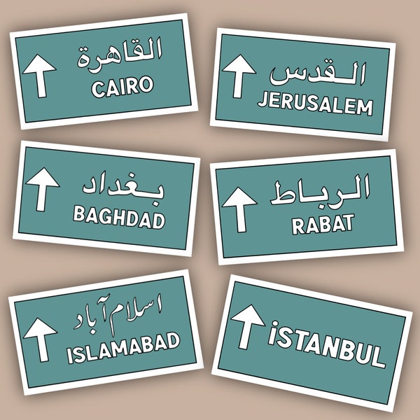 Road Sign Stickers, Middle East Stickers, North Africa Stickers, South Asia Stickers, City Stickers, Phone Case Sticker, Laptop Sticker