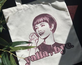 Yalla Bye Tote Bag, Yalla Bye Popart Tote bag, Arab Tote Bag