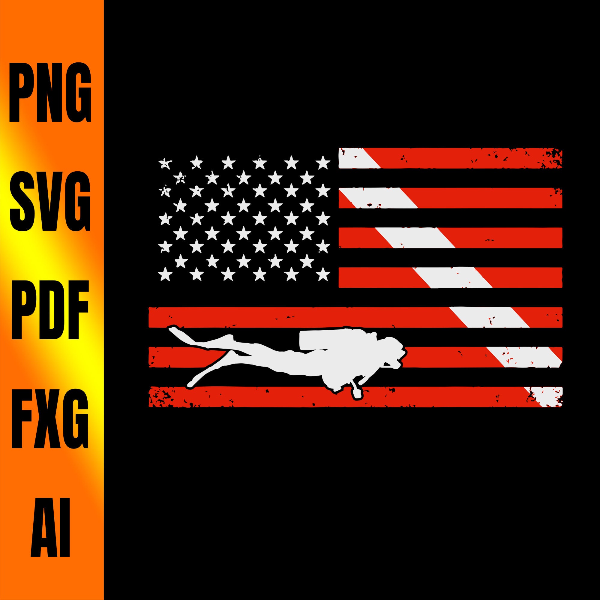 Diver Down Dive Flag svg Scuba Diving American Flag svg Etsy