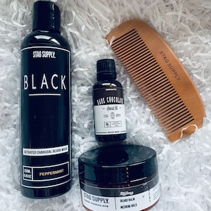Beard Grooming Mens Gift Hamper - Beard Shampoo, Beard Balm, Beard Oil and Beard Comb.