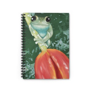 Cute Frog on a Flower Art Spiral Notebook - Ruled Line