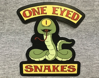 Bob's Burgers One Eyed Snakes sticker vinyl weatherproof Tina Louise Linda Gene Belcher Kristen Schaal H. Jon Benjamin Eugene Mirman biker