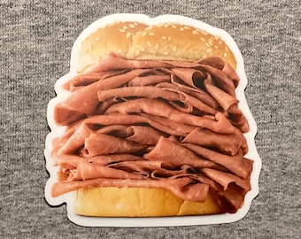 ROAST BEEF Sandwich sticker - vinyl weatherproof - fast food - mmmmm - BBQ - car laptop water bottle decal Arby’s meat Roy Roger’s