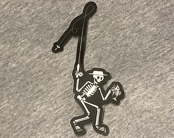FLY FISHING SKELETON vinyl weatherproof sticker with fish salmon steelhead freshwater saltwater cooler Social D punk Social Distortion