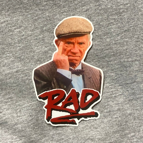 RAD  Mr. Timmer sticker - CRU JONES bmx movie  - vinyl weatherproof - 80's Ray Walston Bill Allen Lori Loughlin - car water bottle bike