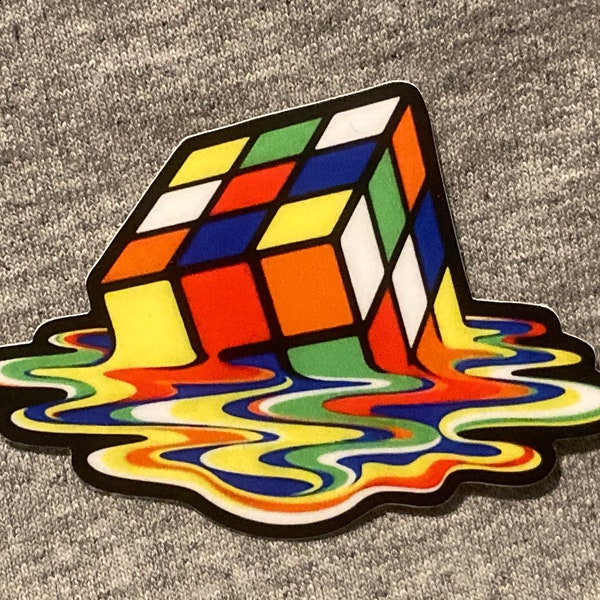 Melting Rubik's Cube  sticker vinyl weatherproof Sheldon Cooper big bang theory 80's toy retro gaming puzzle