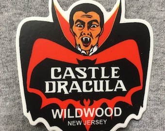CASTLE DRACULA STICKER logo vinyl weatherproof wildwood nj dark ride haunted house with words