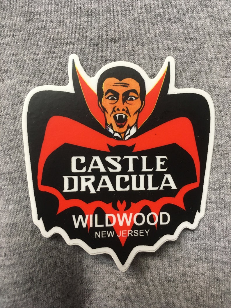 CASTLE DRACULA STICKER logo vinyl weatherproof wildwood nj dark ride haunted house with words image 1