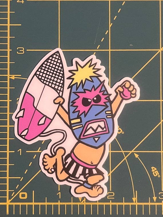 WAVE WARRIOR SURFER Sticker - Vinyl Weatherproof - Car Laptop