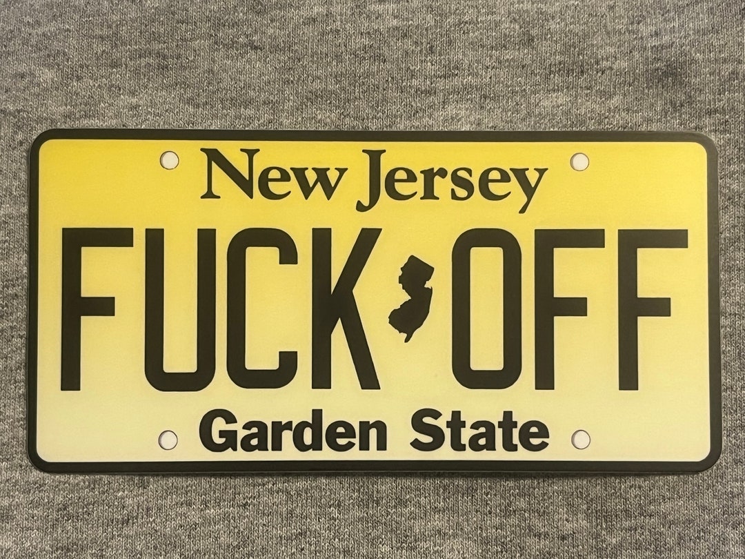 NEW JERSEY Fuck off License Plate Sticker Weatherproof Vinyl Garden