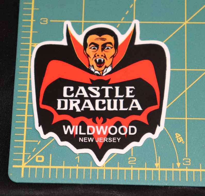 CASTLE DRACULA STICKER logo vinyl weatherproof wildwood nj dark ride haunted house with words image 2