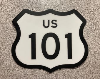 ROUTE 101 sign sticker - vinyl weatherproof ca or wa California Washington Oregon - highway city travel road trip coast scenic Street USA