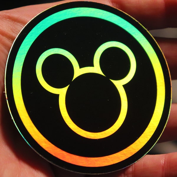 Disney Magic Band reader vinyl green holographic sticker - weatherproof - Disneyland world mickey mouse 3" diameter vacation Orlando Florida