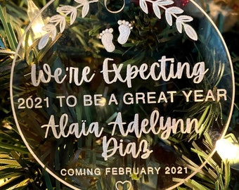 Expecting Baby Christmas Ornament, 2022 New Baby Ornament, Expecting Parent Gift, Expecting 2021 Ornament, Christmas Pregnancy Announcement