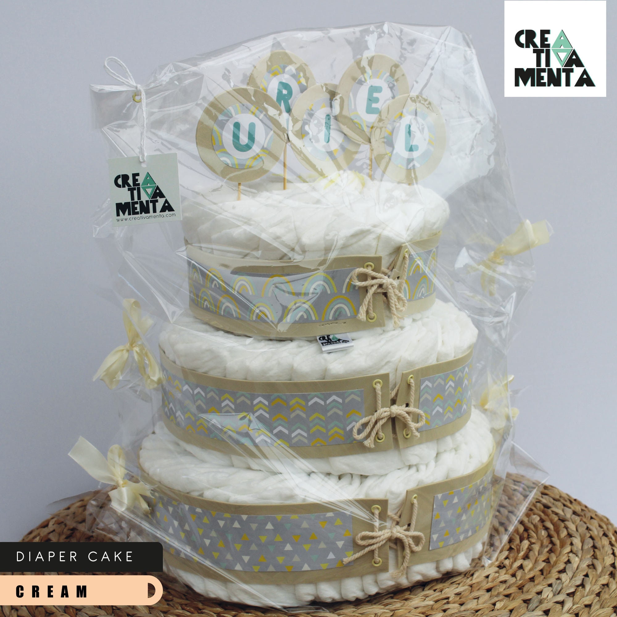 Diaper Cake With Name Diaper Cake Baby Shower Details Baby Etsy Hong Kong