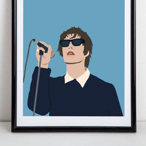 Illustrated A3 Liam Gallagher inspired Oasis digital print Rock n Roll home decor gift idea