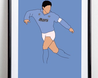 Illustrated A3 Diego Maradona 10 inspired Napoli art print poster Argentina football legend home decor gift idea