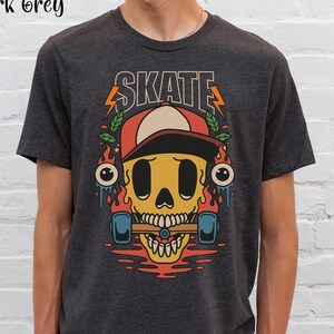 Skater Skull Shirt Skateboarding Tshirt Gift for Skateboarder Cool Skater Shirt Gift for Him Skaterboard Clothes Skater Tshirt