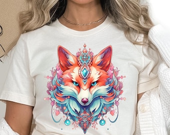 Majestic Fox Shirt Unique Graphic Tee Tshirts for Women Cute Oversized Tee Gift for Fox Lover Womens Tshirt Gift for Her Fox Tshirt