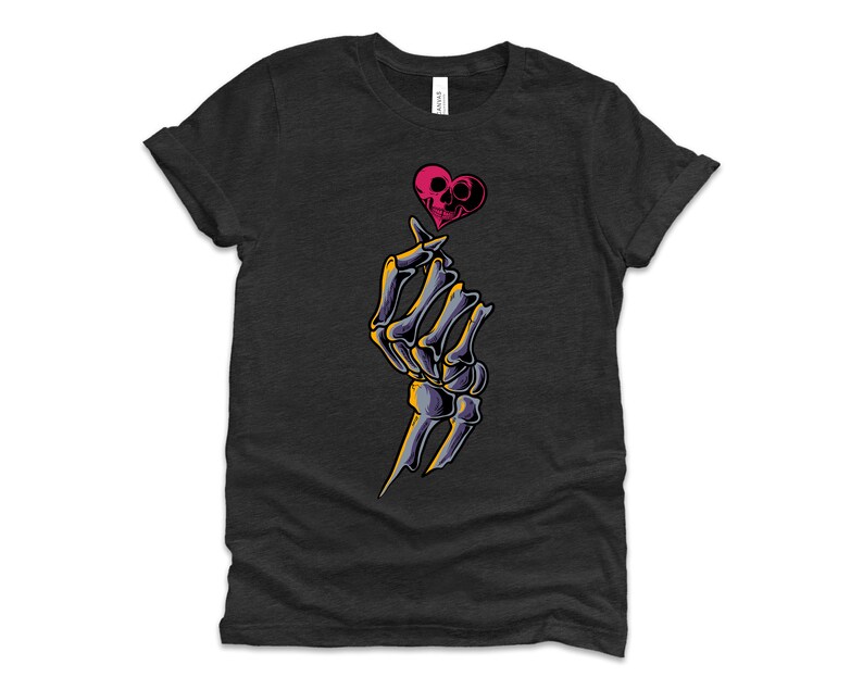 Skeleton Hand With Skull Heart Shirtunisex Teegraphic Etsy