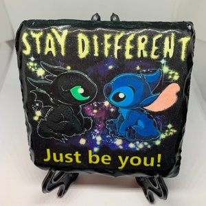 Toothless & stitch coaster Father’s Day, gifts stocking fillers birthday secret Santa his and her gifts