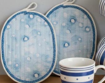 Watercolor Style Mug Rug-Oval Fabric Rope Coaster