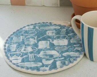 Posavasos redondo acolchado - Posavasos gigante hecho a mano