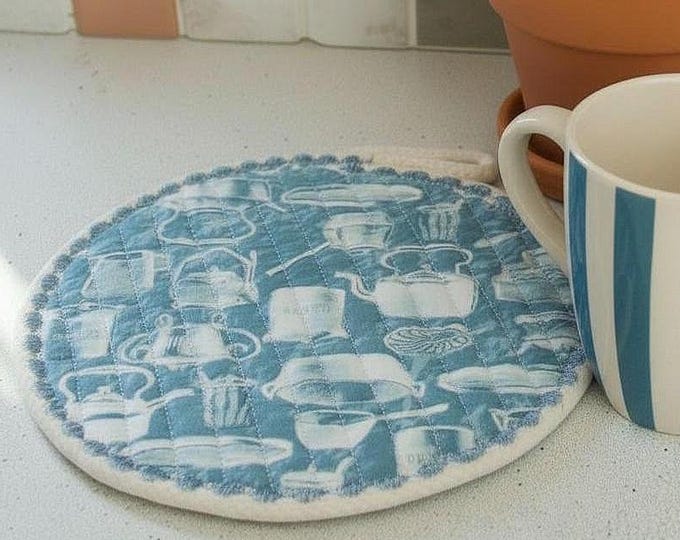Round Quilted Mug Rug-Handmade Jumbo Coaster