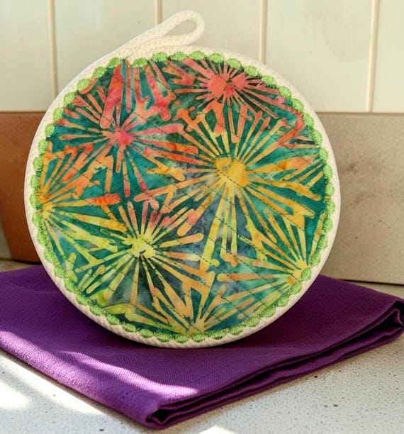 Batik Fabric Rope Trivet: Heat Resistant Hot Pad, Kitchen Coaster