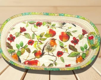 Handmade Robin Rope Bowl: Oval Cotton Catch-All Basket Tray
