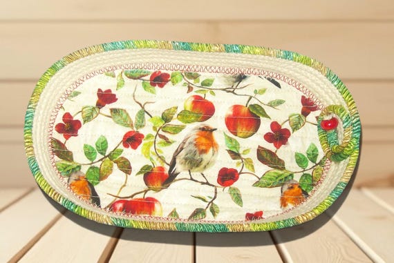 Handmade Robin Rope Bowl: Oval Cotton Catch-All Basket Tray