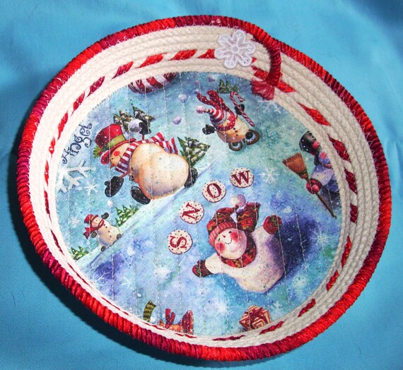 Snowman Rope Bowl: Handmade Christmas Candy Dish