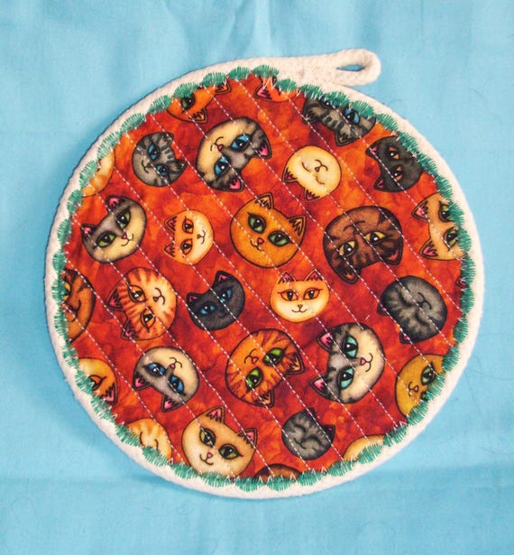 Vintage Cats Fabric Coaster: Heat Resistant Rope Hot Pad-Candle Mat