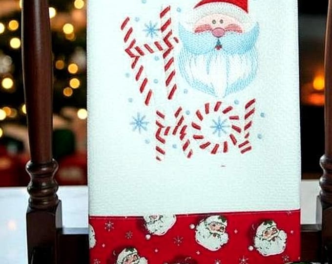 Embroidered Santa Kitchen Towel-Santa Dish Towel Decor