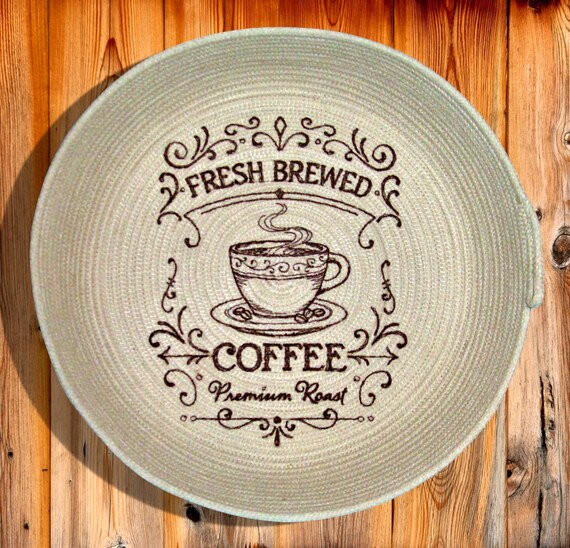 Embroidered rope bowl-Fresh Brewed Coffee Decorative Basket