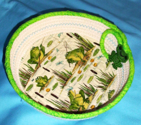 Frog Pond Rope Bowl-Medium Fabric Wrapped Cord Basket