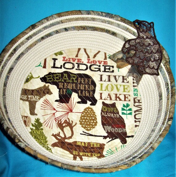 Wildlife Rope Bowl: Autumn Bear Fabric Basket with FSL Bear