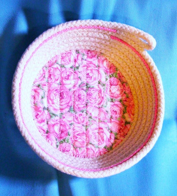 Handmade Roses Rope Bowl: Trinket & Jewelry Holder