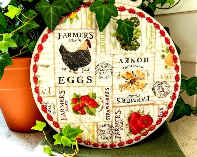 Fabric Rope Coaster: Heat Resistant Trivet, Country Hen Decor