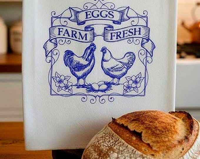 Chicken Embroidered Dish Towel-Farm Style Kitchen Towel Decor