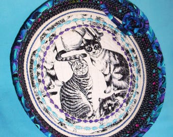 Cuenco grande de cuerda poco profundo para gatos - Cesta de cuerda envuelta en tela