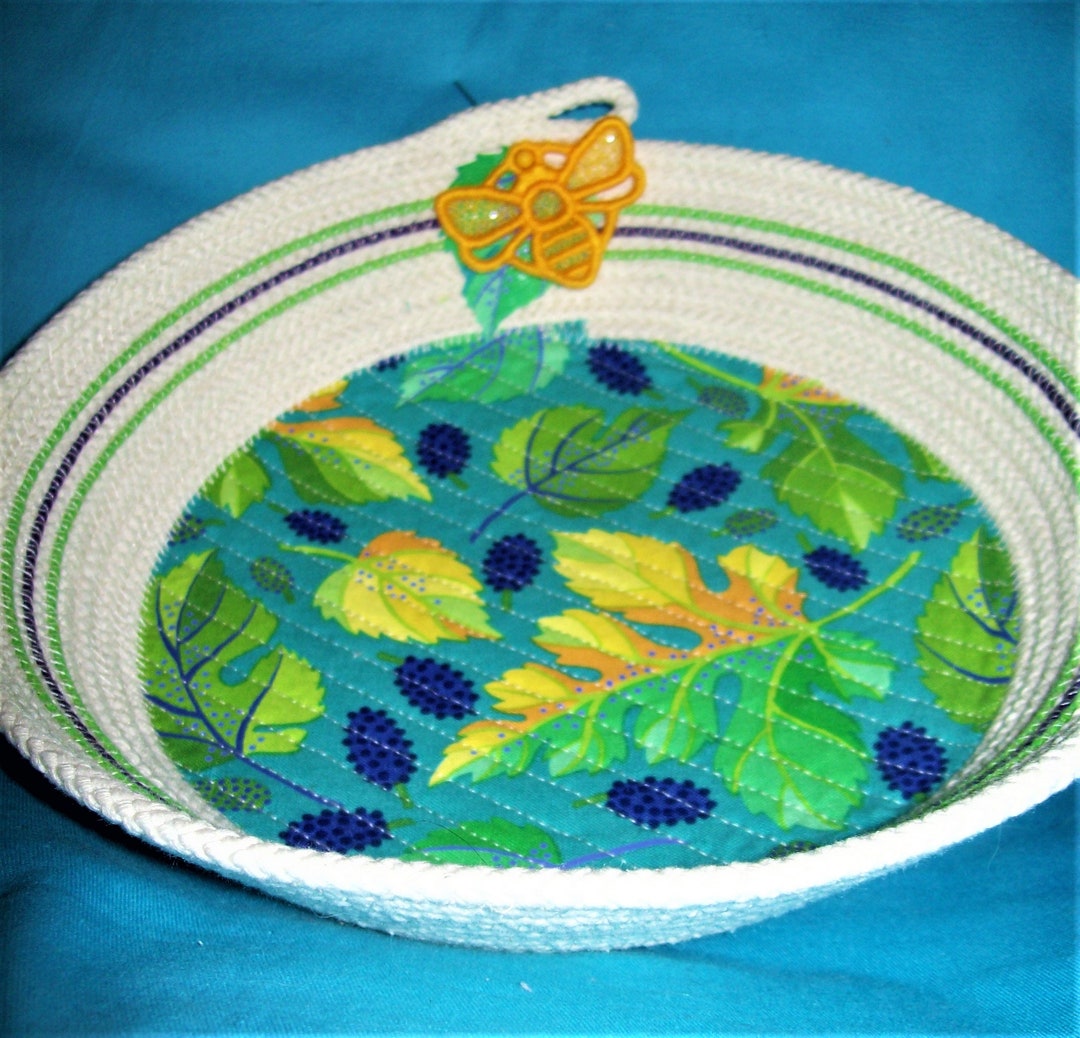 Rope Bowlfabric Wrappedclothes Line Bowllace Stitched Yellow Bee
