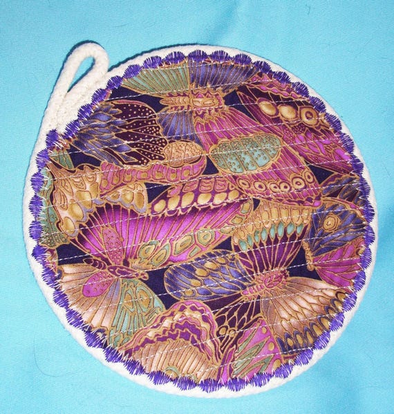 Butterfly Fabric Rope Coaster- Handmade Insulated Hot Pad-Candle Mat