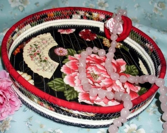 Asian Fabric Wrapped Bowl-Peony Fan Rope Bowl
