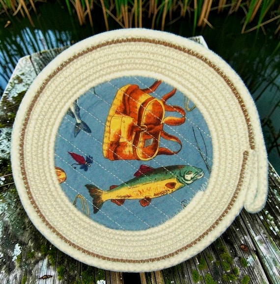 Small Fish Rope Bowl-Coiled Clothesline Fabric Basket