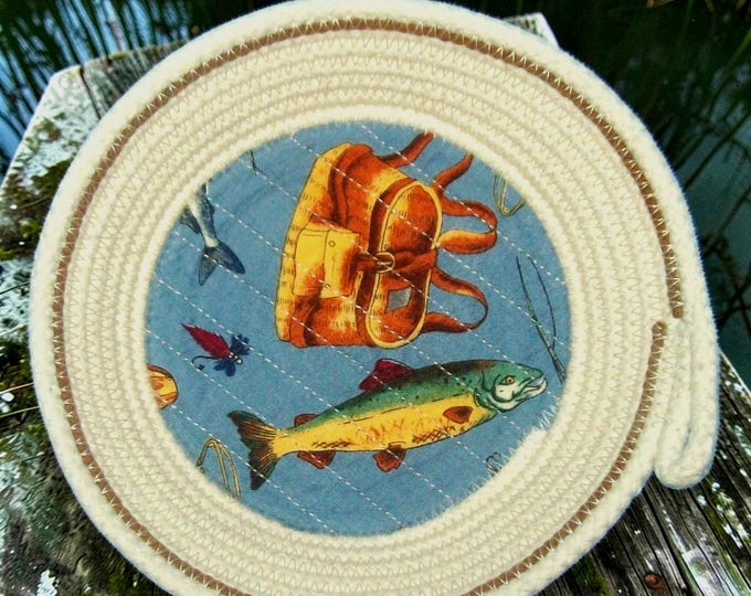 Small Fish Rope Bowl-Coiled Clothesline Fabric Basket