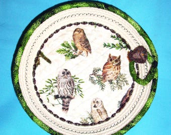 Cuenco de cuerda con forma de búho - Cesta de cuerda envuelta en tela