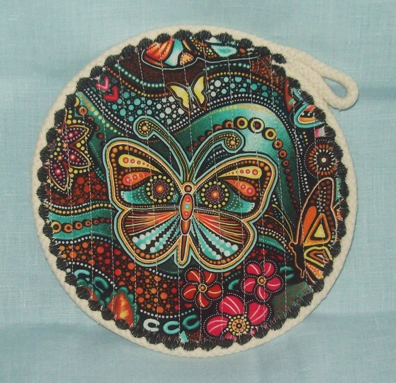 Fabric Rope Trivet: Butterfly Kitchen Coaster, Heat Resistant Hot Pad