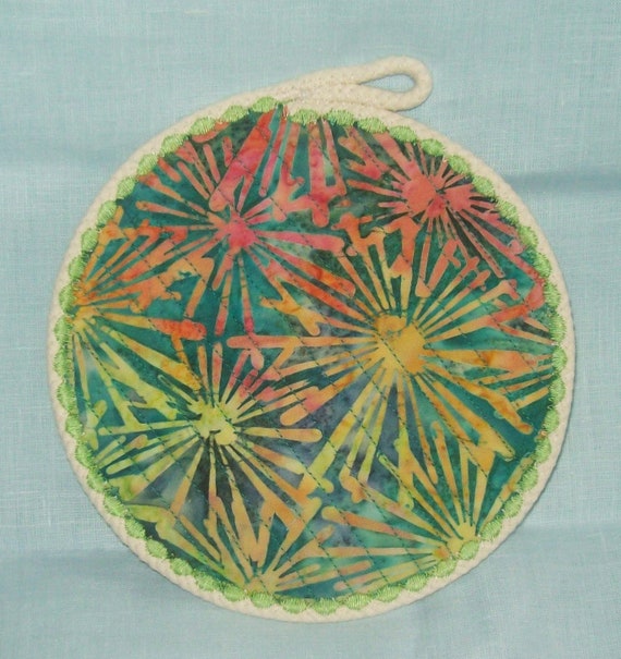 Batik Fabric Rope Trivet: Heat Resistant Hot Pad, Kitchen Coaster